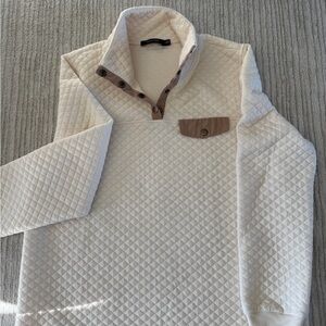 Women’s Doe & Rae Cream Quilted Sweater with Tan Accents